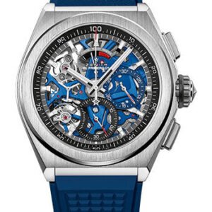 Zenith Defy El Primero 21 Watch - Titanium - Openworked Dial - Blue Rubber Strap - 95.9002.9004/78.R590