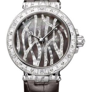 Breguet Marine Haute Joaillerie 9509 Diamond Poseidonia - White Gold Case - Mother-Of-Pearl Dial - Black Leather Strap - 9509BB/TD/984/DD0D