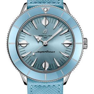 Breitling Superocean Heritage ’57 Pastel Paradise Watch - Stainless Steel - Aquamarine Dial - Aquamarine Calfskin Leather Strap - Folding Buckle - A10340161C1X1