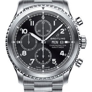 Breitling Aviator 8 Chronograph 43 Watch - Steel Case - Black Dial - Steel Professional III Bracelet - A13314101B1A1