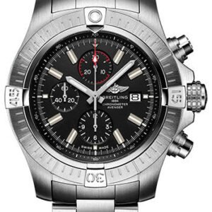 Breitling Super Avenger Chronograph 48 Watch - Stainless Steel - Black Dial - Metal Bracelet - A13375101B1A1