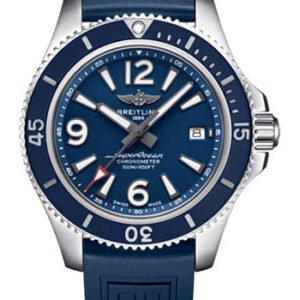 Breitling Superocean Automatic 42 Watch - Steel - Blue Dial - Blue Diver Pro III Strap - Folding Buckle - A17366D81C1S2