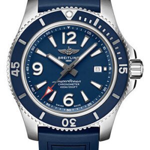 Breitling Superocean Automatic 44 Watch - Steel - Blue Dial - Blue Diver Pro III Strap - Tang Buckle - A17367D81C1S1