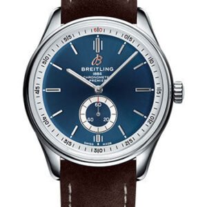 Breitling Premier Automatic Watch - 40mm Steel Case - Blue Dial - Brown Nubuck Strap - A37340351C1X1