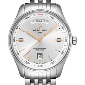 Breitling Premier Automatic Day & Date Watch - 40mm Steel Case - Silver Dial - Steel Bracelet - A45340211G1A1