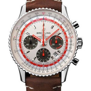 Breitling Navitimer B01 Chronograph 43 TWA Watch - Steel - White Dial - Brown Nubuck Strap - Folding Buckle - AB01219A1G1X2