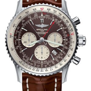 Breitling Navitimer B03 Chronograph Rattrapante 45 Watch - Steel - Panamerican Bronze Dial - Gold Croco Strap - Folding Buckle - AB031021/Q615/755P/A20D.1