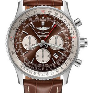 Breitling Navitimer B03 Chronograph Rattrapante 45 Watch - Steel - Panamerican Bronze Dial - Brown Croco Strap - Tang Buckle - AB0310211Q1P2