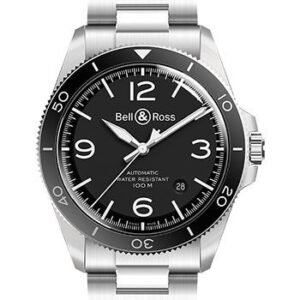 Bell & Ross BR V2-92 Black Steel Watch - Steel Bracelet
