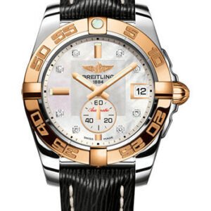 Breitling Galactic 36 Automatic Watch - Steel & rose Gold - Pearl Diamond Dial - Black Sahara Strap - C3733012/A725/213X/A16BA.1