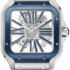Cartier Santos De Cartier Skeleton Large Manual Steel Interchangeable Metal And Rubber Bracelets - WHSA0026