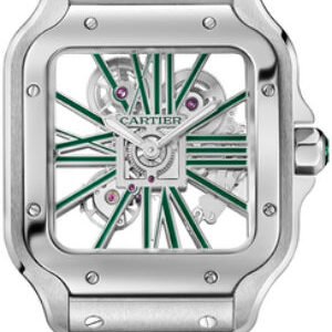 Cartier Santos De Cartier Skeleton Large Manual Steel Interchangeable Metal And Leather Bracelets - WHSA0028
