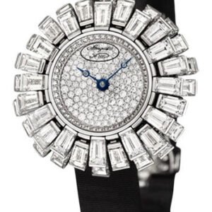 Breguet Petite Fleur GJE26BB20.8589DB1 - White Gold Case - Diamond Paved Dial - Black Satin Strap - GJE26BB20.8589/DB1