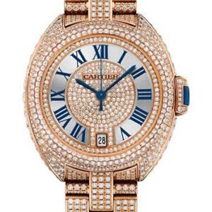 Cartier Cle de Cartier Watch - 35 mm Pink Gold Diamond Case - Pink Gold Diamond Dial - Diamond Bracelet - HPI01040