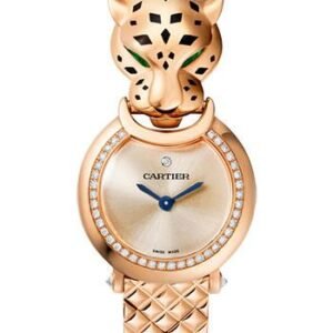 Cartier La Panthere Watch - 23.6 mm Pink Gold Diamond Case - Pink Dial - Pink Gold Bracelet - HPI01381