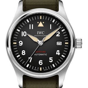IWC Pilot's Watch Automatic Spitfire - 39.0 mm Stainless Steel Case - Black Dial - Green Textile Strap - IW326801