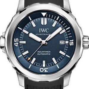 IWC Aquatimer Automatic Expedition Jacques-Yves Cousteau Special Edition Watch - 42 mm Stainless Steel Case - Blue Dial - Black Rubber Strap - IW329005