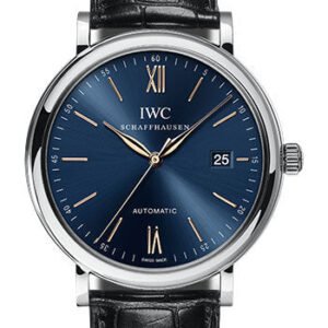 IWC Portofino Automatic Watch - 40.0 mm Stainless Steel Case - Blue Dial - Black Alligator Strap - IW356523