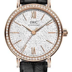 IWC Portofino Automatic 34 Watch - 34.0 mm 5N Gold Case - Silver Dial - Black Alligator Strap - IW357406