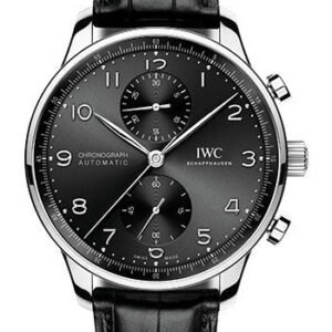 IWC Portugieser Chronograph Watch - 41.0 mm Stainless Steel Case - Black Dial - Black Alligator Strap - IW371609