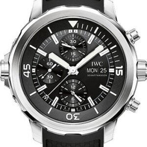 IWC Aquatimer Chronograph Watch - 44 mm Stainless Steel Case - Black Dial - Black Rubber Strap - IW376803