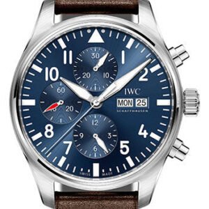 IWC Pilot's Watch Chronograph Edition Le Petit Prince - 43 mm Stainless Steel Case - Midnight Blue Dial - Brown Santoni Calfskin Strap - IW377714