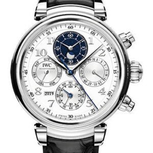 IWC Da Vinci Perpetual Calendar Chronograph Limited Edition of 100 Watch - 43.0 mm Platinum Case - Silver Dial - Black Alligator Strap - IW392104