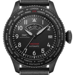 IWC Pilot's Watch Timezoner TOP GUN Ceratanium Watch - Ceratanium® Case - Black Dial - Black Rubber Strap - IW395505