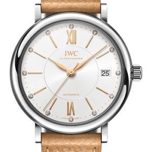 IWC Portofino Automatic 37 Edition NET-A-PORTER Watch - Stainless Steel Case - Silver-Plated Dial - Beige Calfskin Strap - IW458120
