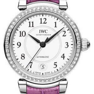 IWC Da Vinci Automatic 36 Watch - 36.0 mm Stainless Steel Case - Silver Dial - Raspberry Pink Alligator Strap - IW458308