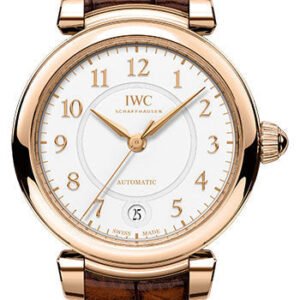 IWC Da Vinci Automatic 36 Watch - 36.0 mm 5N Gold Case - Silver Dial - Dark Brown Alligator Strap - IW458309