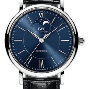 IWC Portofino Automatic Moon Phase Watch - 40.0 mm Stainless Steel Case - Blue Dial - Black Alligator Strap - IW459402