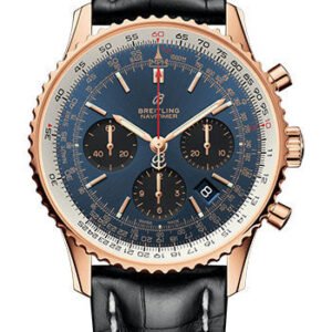 Breitling Navitimer 1 B01 Chronograph 43 Watch - Red Gold Case - Blue Dial - Black Croco Strap - RB0121211C1P1