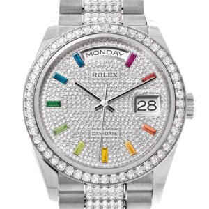 Rolex Day-Date 36 Diamond Paved Diamond Dial Diamond Bezel White Gold Diamond President Watch 128349RBR