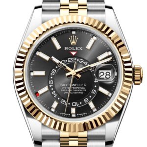Rolex Sky Dweller 42 Black Dial Yellow Gold Stainless Steel Jubilee Mens Watch 336933