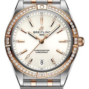 Breitling Chronomat Automatic 36 Watch - Steel and 18K Red Gold (Gem-set) - White Diamond Dial - Metal Bracelet - U10380591A1U1