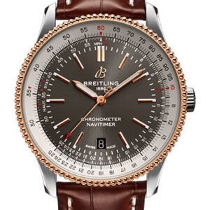 Breitling Navitimer Automatic 41 Watch - Steel & Red Gold - Anthracite Dial - Brown Croco Strap - Tang Buckle - U17326211M1P1