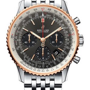 Breitling Navitimer 1 B01 Chronograph 43 Watch - Steel and Red Gold Case - Stratos Gray Dial - Steel Pilot Bracelet - UB0121211F1A1