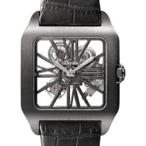 Cartier Santos-Dumont Watch - 38.7 mm Titanium Case - Satin Brushed Dial - Black Alligator Strap - W2020052