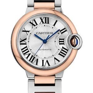 Cartier Ballon Bleu de Cartier Watch - 36 mm Steel and Rose Gold Case - Silvered Dial - Interchangeable Two-Tone Bracelet - W2BB0033