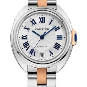 Cartier Cle De Cartier Watch - 35 mm Steel Case - Silvered Dial - Steel And Pink Gold Bracelet - W2CL0003
