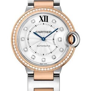 Cartier Ballon Bleu de Cartier Watch - 36 mm Steel Case - Pink Gold Diamond Bezel - Diamond Dial - W3BB0004