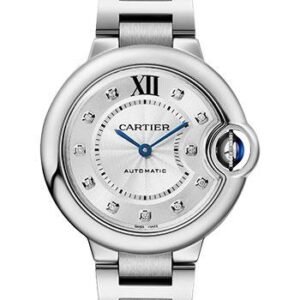 Cartier Ballon Bleu de Cartier Watch - 33 mm Steel Case - Silvered Diamond Dial - Interchangeable Bracelet - W4BB0021