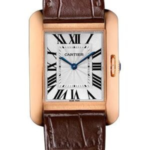 Cartier Tank Anglaise Watch - 34.7 mm Pink Gold Case - Brown Alligator Strap - W5310042