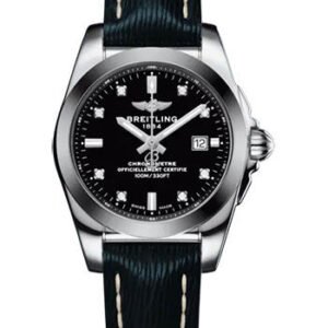 Breitling Galactic 29 Sleek Watch - Steel and Tungsten - Black Diamond Dial - Blue Calfskin Leather Strap - Tang Buckle - W72348121B1X1