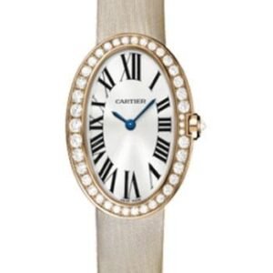 Cartier Baignoire Watch - Small Pink Gold Diamond Case - Fabric Strap - WB520004