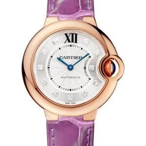 Cartier Ballon Bleu de Cartier Watch - 33 mm Pink Gold Case - Purple Alligator Strap - WE902063