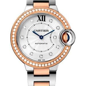 Cartier Ballon Bleu De Cartier Watch - 33 mm Pink Gold Case - Diamond Dial - Steel Bracelet - WE902077
