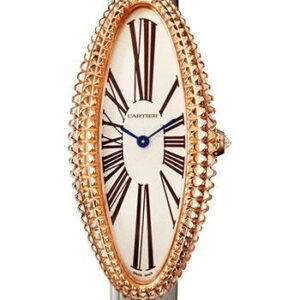 Cartier Baignoire Allongee Watch - 47 mm Pink Gold Case - Light Gray Strap - WGBA0009
