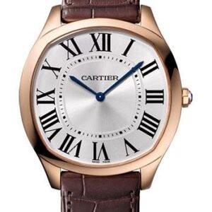 Cartier Drive de Cartier Extra Flat Watch - 38 mm Pink Gold Case - Silvered Dial - Brown Alligator Strap - WGNM0006